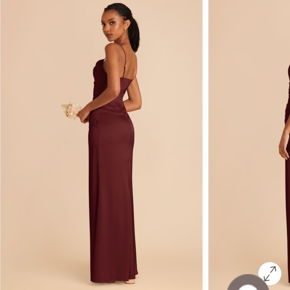 Bridesmaid Birdy Grey Lydia Cabernet Matte Satin Dress (hemmed) - Picture 9 of 12